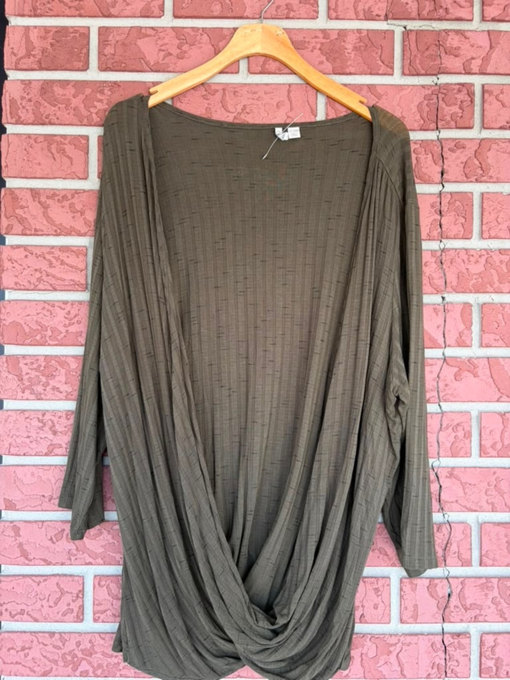 Cato Olive Green Draped Twist-Front Tunic
